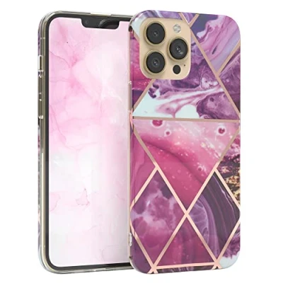 Abbildung von EAZY CASE Handyhülle Silikon mit Kameraschutz kompatibel iPhone 13 Pro Max, im Marmor Design, Motiv Hülle, Ultra dünn, Slimcover, Silikonhülle, Backcover, Beere