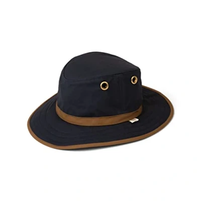 Abbildung von Tilley Herren Twc7 Outback gewachster Baumwolle Mütze, Marineblau mit hellbraunem Rand, 7 3/8