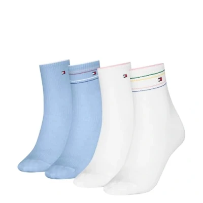 Abbildung von Tommy Hilfiger Short SOCK Shine 4 PACK Socken, Damen, Größe: 35 38, White/light blue