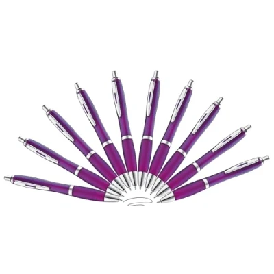 Abbildung von Libetui 10er Pack ergonomische Kugelschreiber Lila Kuli Schwarze Mine rutschfeste Griffzone Großraumine schwarzschreibend Druckkugelschreiber Violet