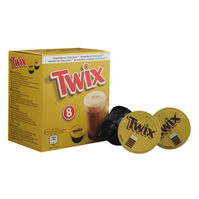 Abbildung von Twix Pods Getränkepulver, Kakaogetränk, Schokogetränk, Riegel, Dolce Gusto kompatibel, Kaffeekapseln, 8 Kapseln