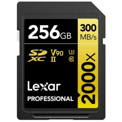 Abbildung von Lexar Professional 2000x SD Karte 256GB, SDXC UHS II Speicherkarte ohne Lesegerät, Bis Zu 300MB/s Lesen, für DSLR, Videokameras in Kinoqualität (LSD2000256G BNNNG)