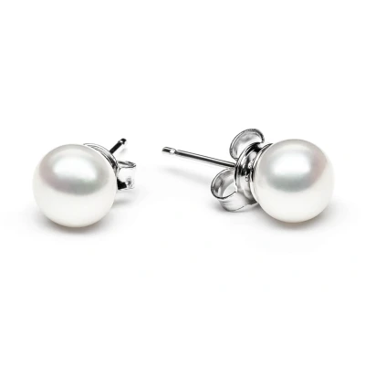 Abbildung von Gaura Pearls Paar Ohrstecker, Perlenohrstecker, weiß, 6 mm, 925 Silber rhodiniert