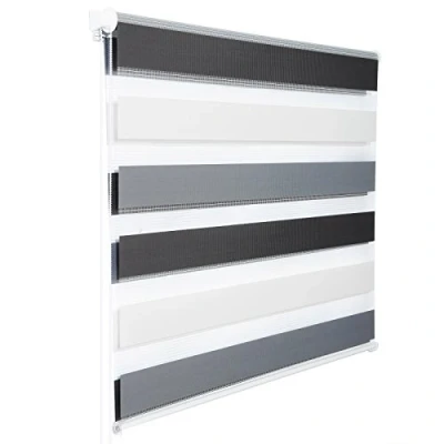Abbildung von WOLTU Doppelrollo Klemmfix ohne Bohren Weiß+Grau+Anthrazit B85 x H150 cm, Duo Rollo Zebrarollo Fensterrollo Klemmrollo Seitenzugrollo Easyfix lichtdurchlässig &amp; verdunkelnd Rollos für Fenster und Tür
