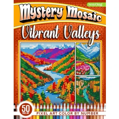 Abbildung von Vibrant Valleys Mystery Mosaics Color by Number: 50 Pixel Art Natural Wonders