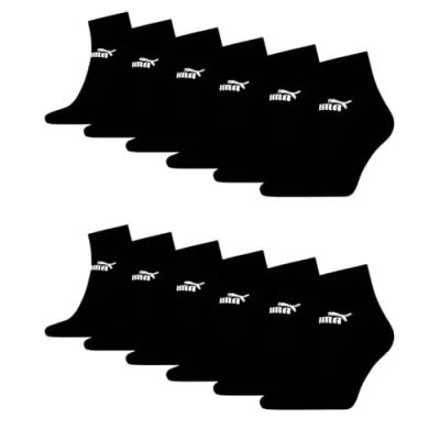 Abbildung von PUMA Unisex Quarter Socken Sneaker knöchelhoch für Damen Herren 12er Pack, Farbe:001 black, &amp; Strümpfe:35 38
