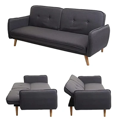 Abbildung von Mendler Schlafsofa HWC J18, Couch Klappsofa Gästebett Bettsofa, Schlaffunktion Stoff/Textil 185cm anthrazit grau