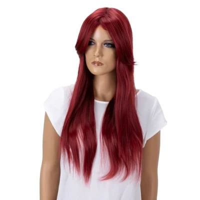 Abbildung von CAISHA 70cm Perücke Kiara Fasching Karneval Cosplay Party Langhaar Burgunderrot PHK28