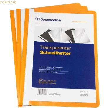 Abbildung von Soennecken Schnellhefter 2962 DIN A4 PP orange 10 Stück