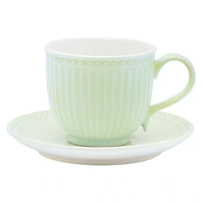 Abbildung von Greengate Alice Tasse mit Untertasse pale green 8,5 cm