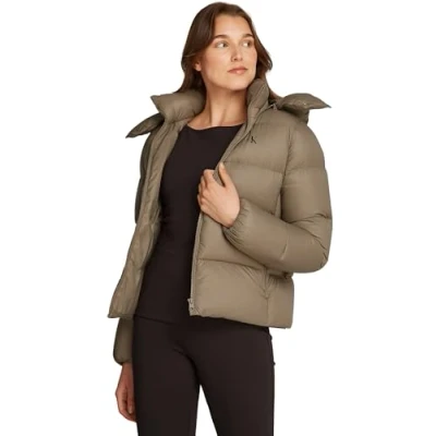 Abbildung von Calvin Klein Jeans Short Puffer Daunenjacke, Damen, Größe: 3XL, Brindle