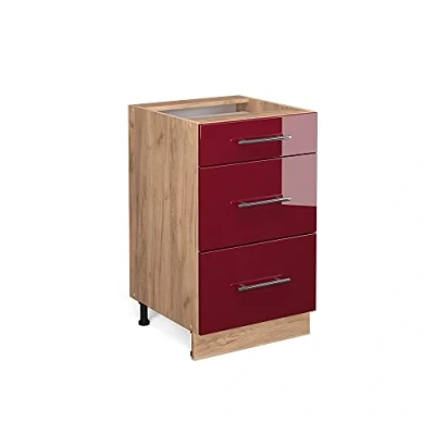 Abbildung von Vicco Unterschrank Fame Line, Bordeaux Hochglanz/Eiche, 50 cm ohne Arbeitsplatte