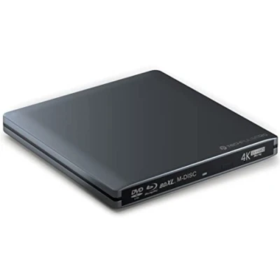 Abbildung von techPulse120 portables USB 3.0 4K UHD 3D M Disc BDXL HDR10 Laufwerk Blu ray Brenner Burner Superdrive Ultra Slim BD DVD CD für Netbook Notebook Ultrabook Windows Mac OS Apple iMAC MacBook Alu Grau