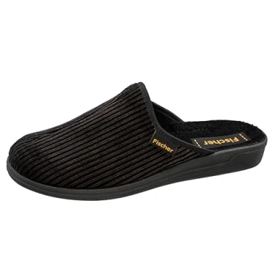 Abbildung von Fischer Markenschuh Frank Pantoffel Streifencord, Moltonfutter