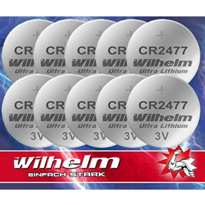 Abbildung von 10 x CR2477 CR 2477 WILHELM Lithium Knopfzelle 3V 1070 mAh ø24 7,7 mm Batterie DL2477