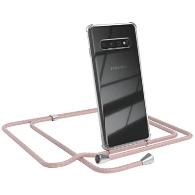 Abbildung von EAZY CASE Handykette kompatibel mit Samsung Galaxy S10 Handyhülle Umhängeband, Handykordel Schutzhülle, Silikonhülle, Hülle Band, Stylische Kette für Smartphone, Rosé Gold