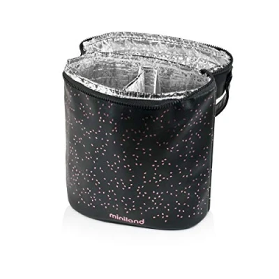 Abbildung von Miniland Thermibag double, Isolier Doppeltasche für Babyflaschen und Isolierflaschen, rose, schwarz rosa, 8413082893224