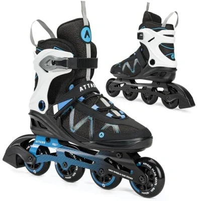 Abbildung von ATTABO Bliss Herren Schlittschuh Skates 40 46 EU Komfort und Sicherheit Halbharte Schale Aluminiumkufe Rollen 80 mm PU Lager ABEC 7 Verstellbar für eine bessere Anpassung