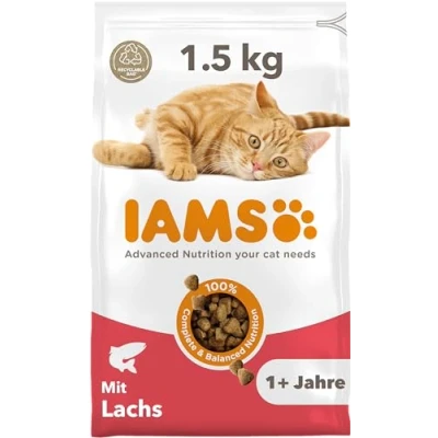 Abbildung von IAMS Katzenfutter trocken mit Lachs Trockenfutter für Katzen im Alter von 1 6 Jahren, 1,5 kg