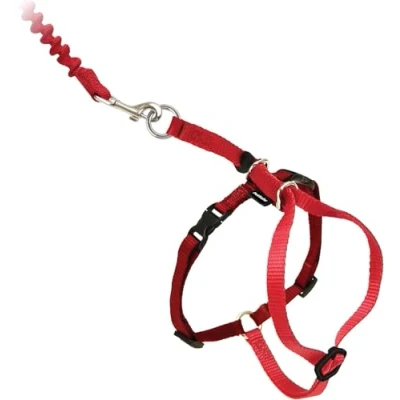 Abbildung von PetSafe Easy Walk Katzengeschirr, mit elastischer Bungee Leine, Für Spaziergänge Ihrer Katze, Größe M, Rot, CWMK M RED 19
