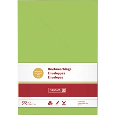 Abbildung von 5 x Brunnen Briefumschläge B5 Nassklebung 80g/qm hellgrün VE=10 Stück