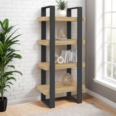 Abbildung von IDMarket Regal mit 4 Ebenen, Holz und Schwarz