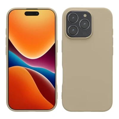 Abbildung von kwmobile Hülle kompatibel mit Apple iPhone 16 Pro Max weiches TPU Silikon Case Cover geeignet für kabelloses Laden Creme