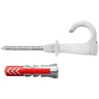 Abbildung von fischer 564171 Round, Set aus 25 Rundhaken Schrauben und DuoPower 8 x 40 Dübeln, Spanplattenschrauben mit Haken, Flexible Schraubhaken zur Montage in zahlreichen Baustoffen EasyHook, Weiß