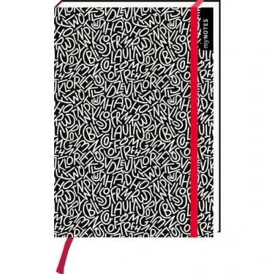 Abbildung von myNOTES Notizbuch A5: Black and White Letters: Notebook medium, gepunktet, paginiert im Buchstaben Design: Ideal als Journal, Planner oder Tagebuch