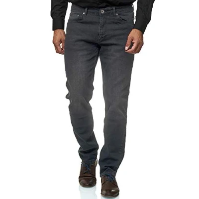 Abbildung von JEEL Herren Jeans Regular Fit Straight Cut Stretch Hose Basic Washed 05 grau 29W / 30L