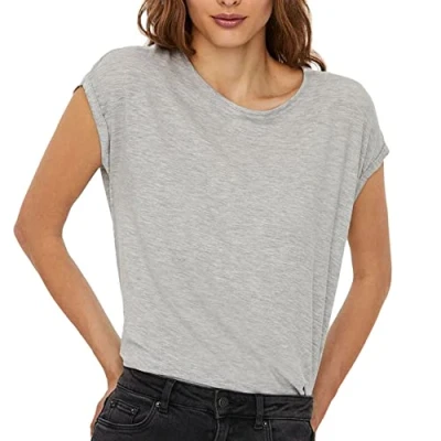 Abbildung von Vero Moda Vmava Plain Tshirt basic, Damen, Größe: Medium, Light grey melange