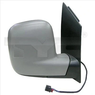 Abbildung von Außenspiegel Tyc 337 0310 links grundiert für elektr.Spiegelverstellung, asphärisch, beheizbar VOLKSWAGEN: CADDY 4 Kombi, Kasten