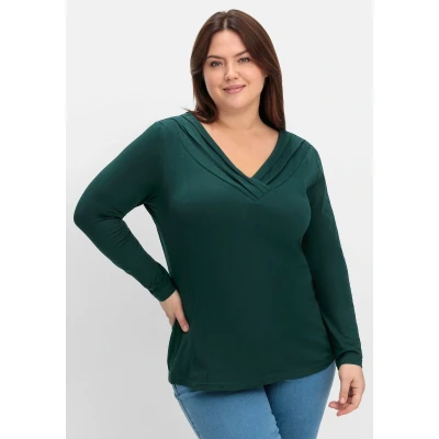 Abbildung von Sheego Langarmshirt, Damen, Größe: 40/42, Tiefgrün