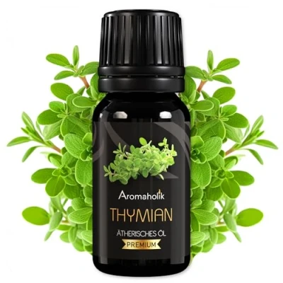 Abbildung von Aromaholik Thymianöl BIO 100% naturrein Ätherische Öle für Diffuser &amp; Aroma Zertifiziertes ätherisches Öl aus Indien Thyme Essential Oils 10ml Sauna Massage