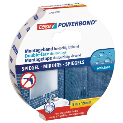 Abbildung von tesa Montageband Spiegel 5 m x 19 mm, doppelseitig