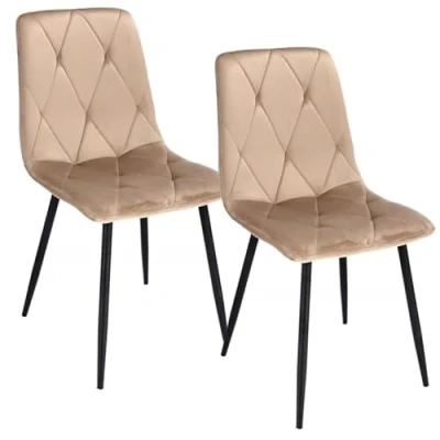 Abbildung von JUMI 2er Set Modern Esszimmerstuhl PIADO 44 x 89 52 cm, Stühle Esszimmer, Wohnzimmer, Schlafzimmer, Bürostuhl Ohne Armlehne Schreibtischstuhl, Schminktisch Stuhl Metallbeine, Samt