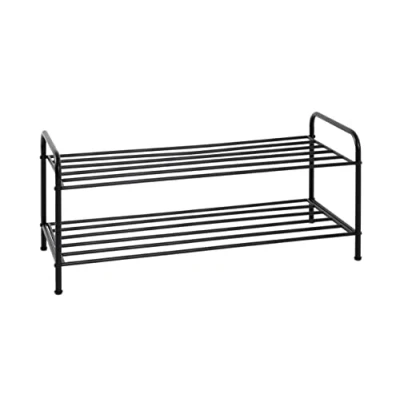 Abbildung von HAKU Möbel Schuhregal schwarz, Metall Maße: B 83 cm x H 37 T 35 cm, Style: Modern