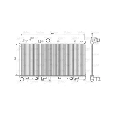 Abbildung von VALEO 701554 Kühler, Motorkühlung Aluminium 688 340 16 ohne Kühlmittelregler Kühlrippen gelötet SUBARU: Forester III