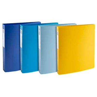 Abbildung von Exacompta 51140E 4er Pack Ringbücher BeeBlue Recycling Kunststoff 4 O Ring Mechanik DIN A4 Füllhöhe 30 mm Rücken 40 farbig sortiert Ringhefter Hefter ideal für Büro und Schule