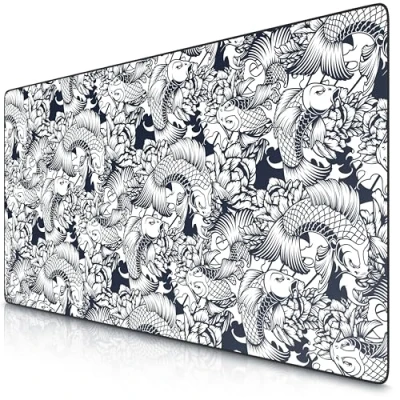 Abbildung von Titanwolf XXXL Übergröße Mauspad 1200x600mm, Gaming Mousepad Groß,120x60 cm Tischunterlage Large Size, verbessert Präzision und Geschwindigkeit XXXL, für Logitech Maus Tastatur, Koi Design