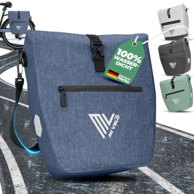 Abbildung von MIVELO 2in1 Fahrradtasche für Gepäckträger Gepäckträgertasche wasserdicht Inkl. gepolstertem Laptopfach &amp; Schultergurt Tasche Fahrrad I Packtasche 20L (Jeansblau)