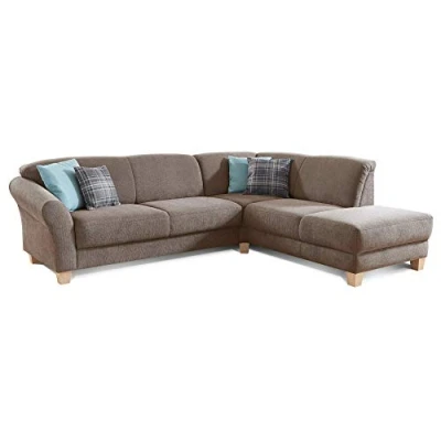 Abbildung von CAVADORE Ecksofa Gootlaand Mit Ottomane rechts / Große Couch im Landhausstil Inkl. Vorziehfunktion und Bettkasten Federkern 257 x 84 212 Braun