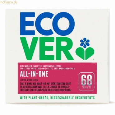 Abbildung von Ecover Spülmaschinen Tabs ALL IN ONE 68 Stück 1,36Kg Spülmaschinentabs