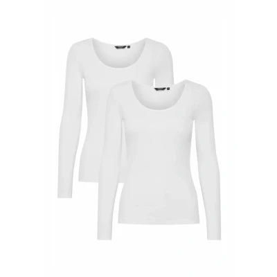 Abbildung von Oxmo Oxiskat 2 PACK Langarmshirt, Damen, Größe: Large, white