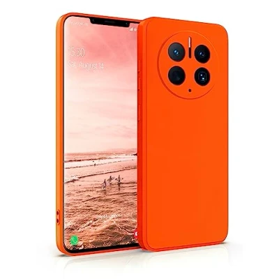 Abbildung von MyGadget Hülle für Huawei Mate 50 Pro robuste Silikon Schutzhülle TPU Case Slim Silikonhülle Back Cover Kratzfest Handyhülle Matt Orange