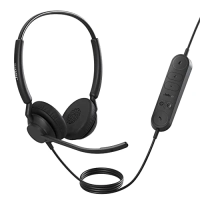 Abbildung von Jabra Engage 40 kabelgebundenes Stereo Headset mit Inline Anrufsteuerung, geräuschunterdrückender 2 Mic Technologie und USB C Kabel MS Teams Zertifiziert, Allen Plattformen kompatibel schwarz