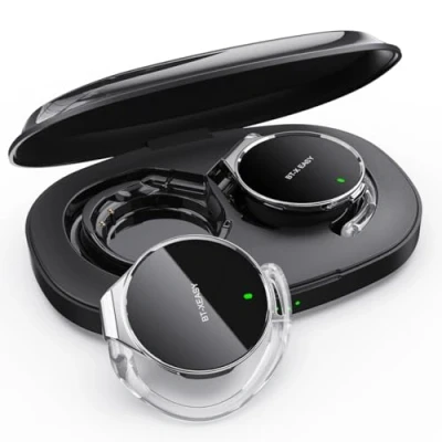 Abbildung von On Ear Kopfhörer Bluetooth 5.4, Open Kabellos Geräuschunterdrückung, Wassertropfenförmiges Clip Sport Headset mit 4 Mikrofon, Comfort Fit Ohrhaken Ohrhörer