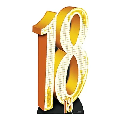 Abbildung von STAR CUTOUTS SC1692 Nummer 18 großer Kartonausschnitt, Ultimatives Gold, große Zahl, achtzehnter Geburtstag, Party, Gold 18, Größe XL