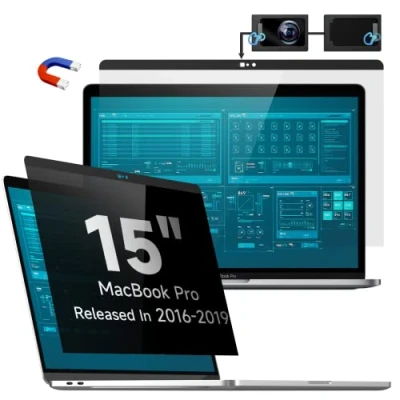 Abbildung von Magnetischer Blickschutzfilter Kompatibel Mit Pro 15 Zoll (2016 2019), Abnehmbar Anti Glare Blaulicht Laptop Privacy Screen Blickschutzfolie Sichtschutz für (A1707, A1990)