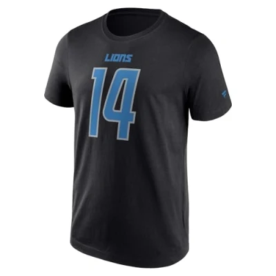 Abbildung von NFL Detroit Lions Name and Number Graphic Amon Ra St. Brown #14 T Shirt schwarz M